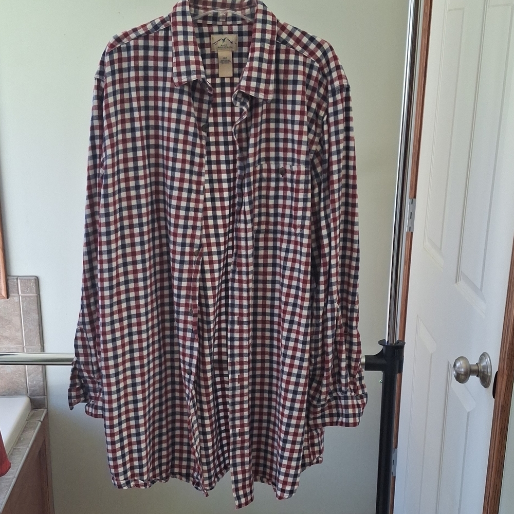 Men's Casual Button-Down Plaid Shirt - Red/Navy/White